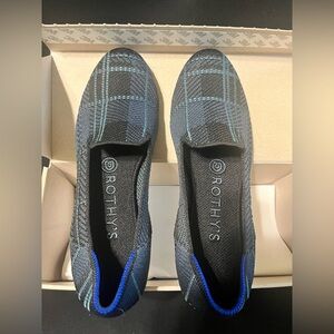 Rothy's Black and Teal Checkered Flats